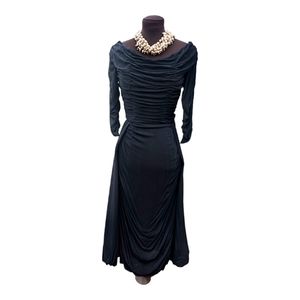 Vintage 60's Designer Dress Black Draping Henry A. Conder Exquisite XXS